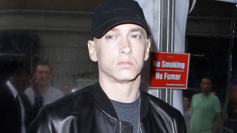 Eminem intense stare black hat