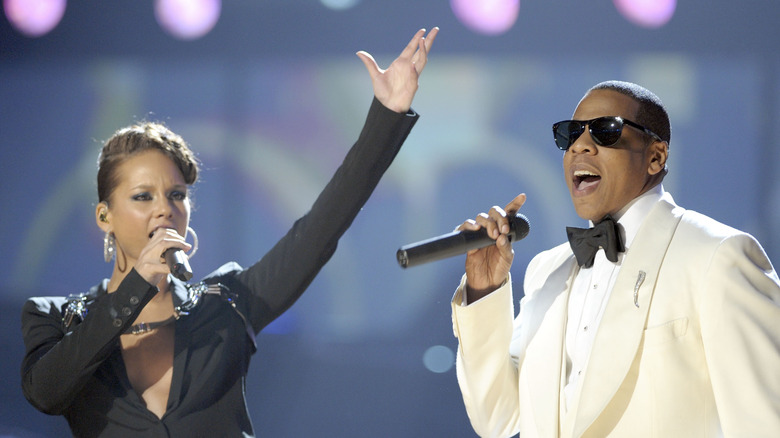 Alicia Keys performing with Jay Z