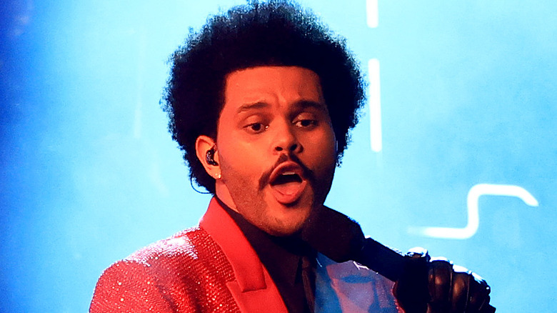 The Weeknd performing