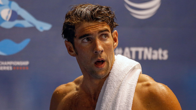 Michael Phelps with mouth open