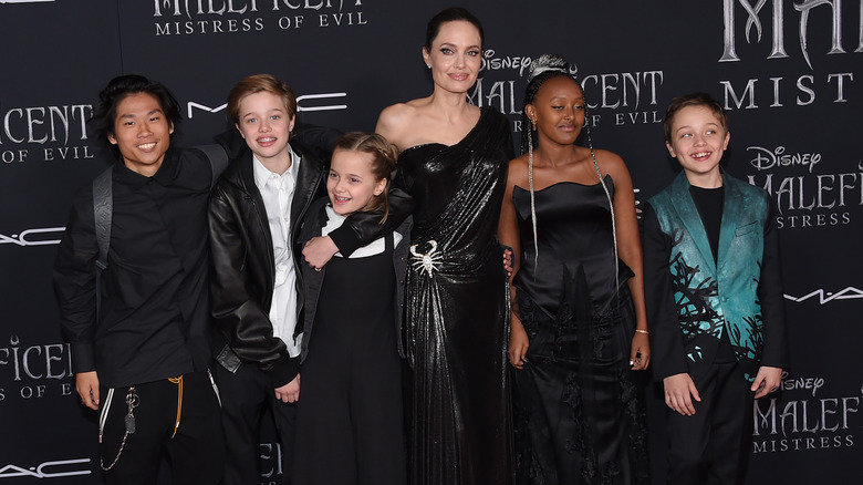 Angelina Jolie and her kids at Maleficent