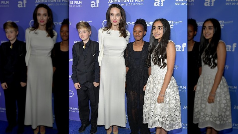 Angelina Jolie and two children Breadwinner premiere