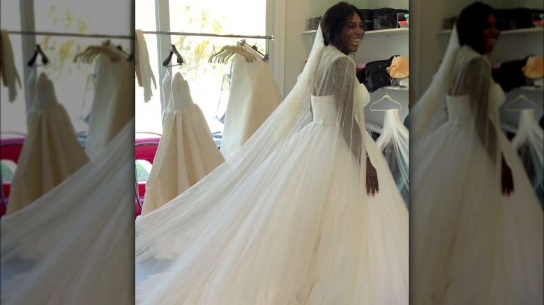 Serena Williams wearing her wedding dress