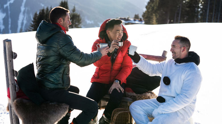 Contestants on 12 Dates of Christmas film in the snow