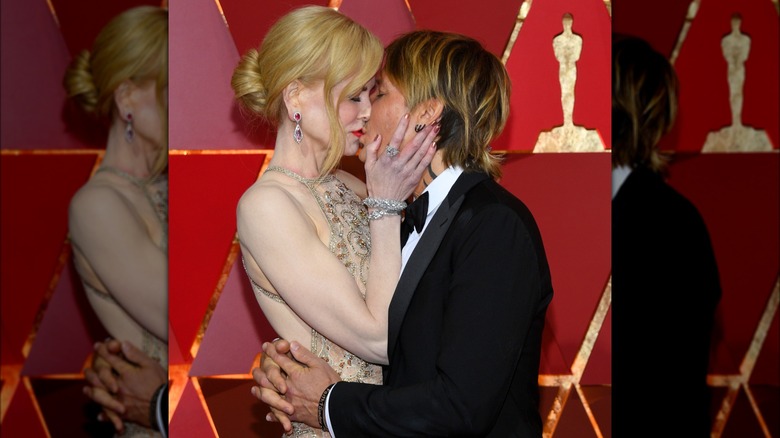 Nicole Kidman kissing Keith Urban Oscars 2017