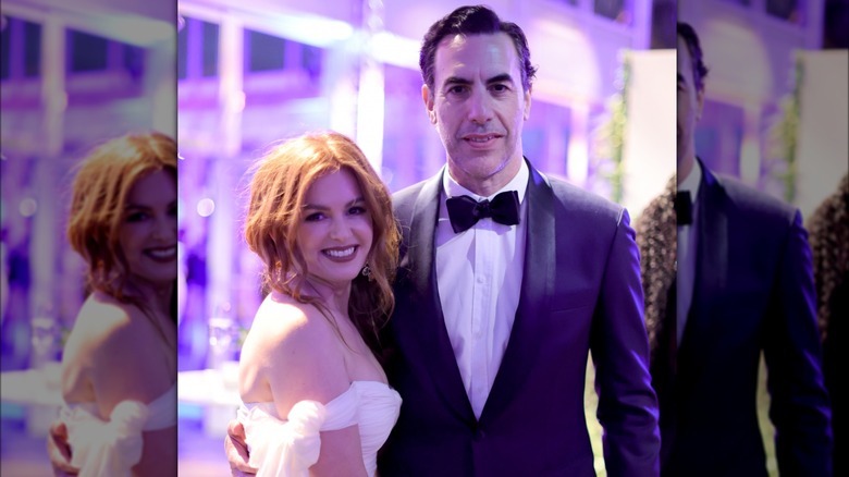 Sacha Baron Cohen and Isla Fisher smiling