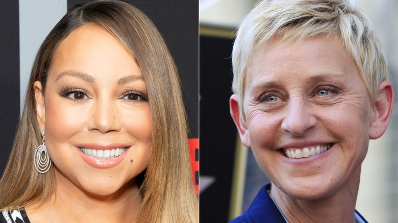 Mariah Carey, left, and Ellen DeGeneres, right
