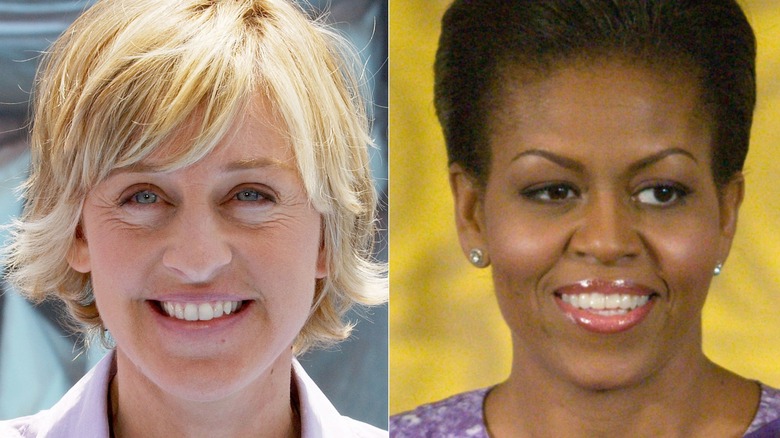 Ellen DeGeneres, left, and Michelle Obama, right