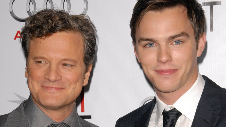 Colin Firth and Nicholas Hoult smiling