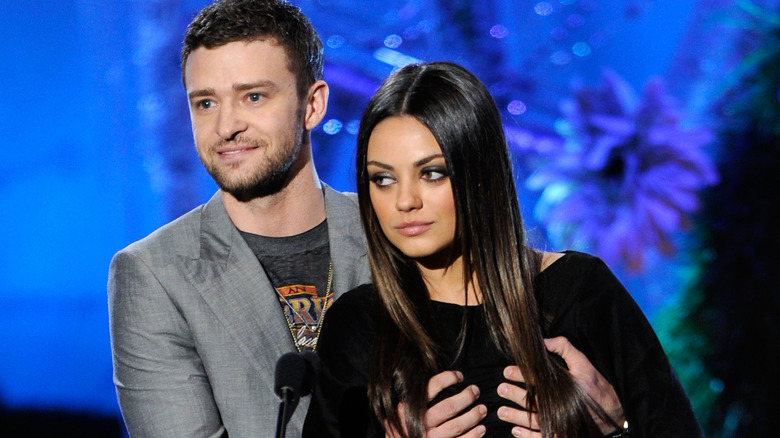 Justin Timberlake grabbing Mila Kunis' chest