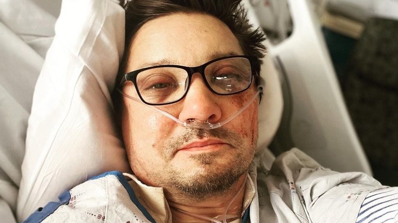 Jeremy Renner in hospital bed