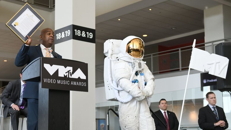 Newark Mayor Ras Baraka at the Prudential Center in Newark, NJ, where the MTV VMAs will be held in August 2019