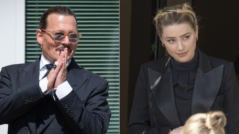 Johnny Depp outside court, Amber Heard outside court