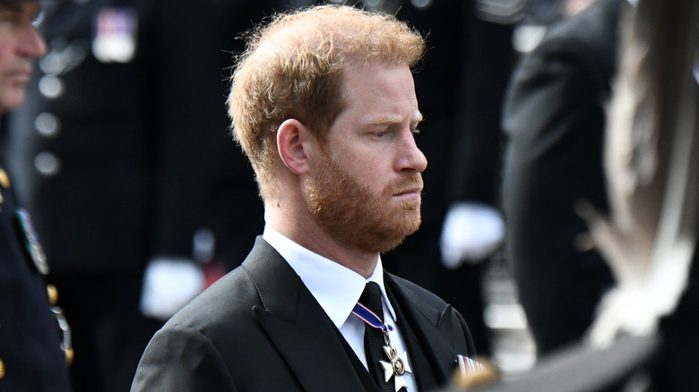 Prince Harry at Queen Elizabeth's funeral