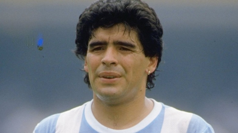 Diego Maradona looking ahead in uniform