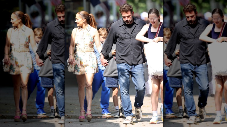 Jennifer Lopez, Ben Affleck, Violet Affleck walking
