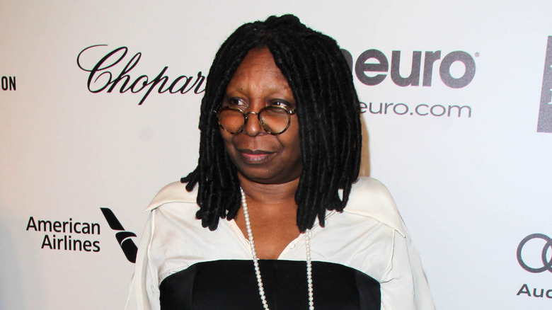 Whoopi Goldbert black and white dress