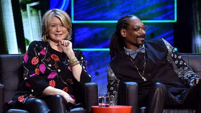 Martha Stewart and Snoop Dogg sitting together at Justin Bieber's roast