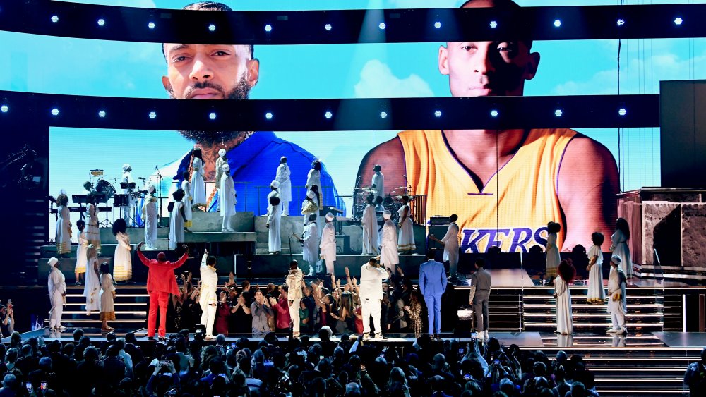 John Legend, DJ Khaled, YG, Roddy Ricch paying tribute to Nipsey Hussle at the 2020 Grammys