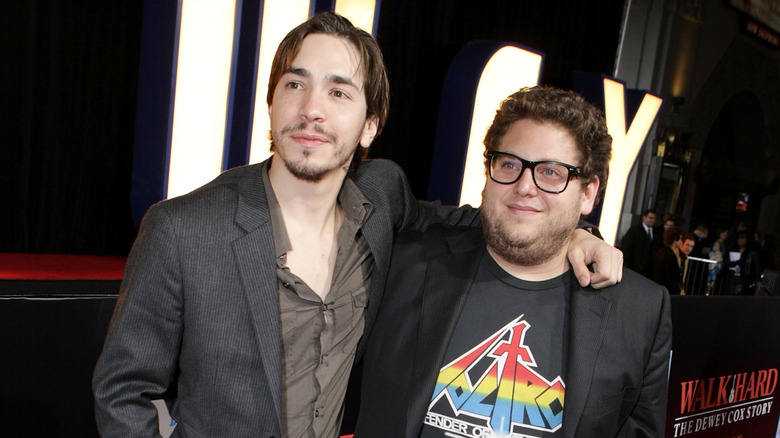 Justin Long and Jonah Hill attending premiere event