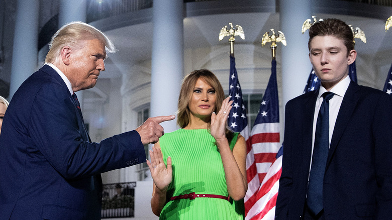 Donald Trump pointing Barron Trump