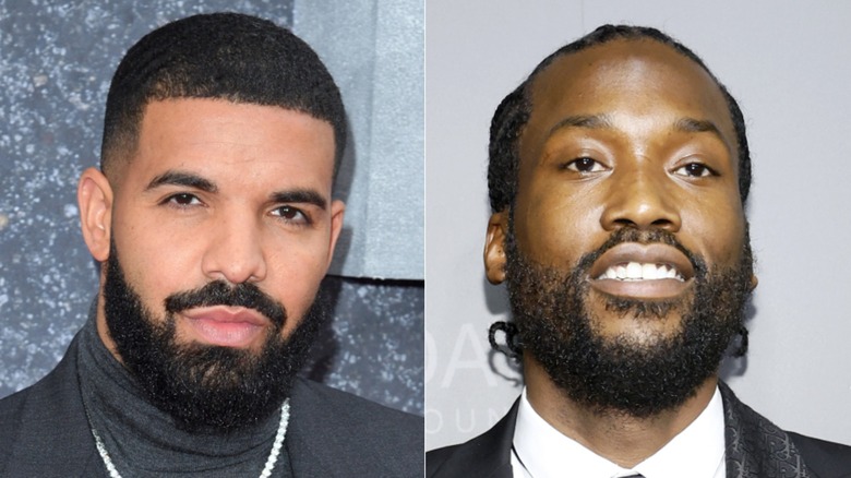 Side by side of Drake and Meek Mill