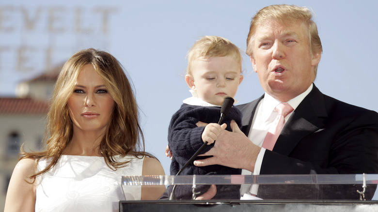 Barron Trump grabbing microphone