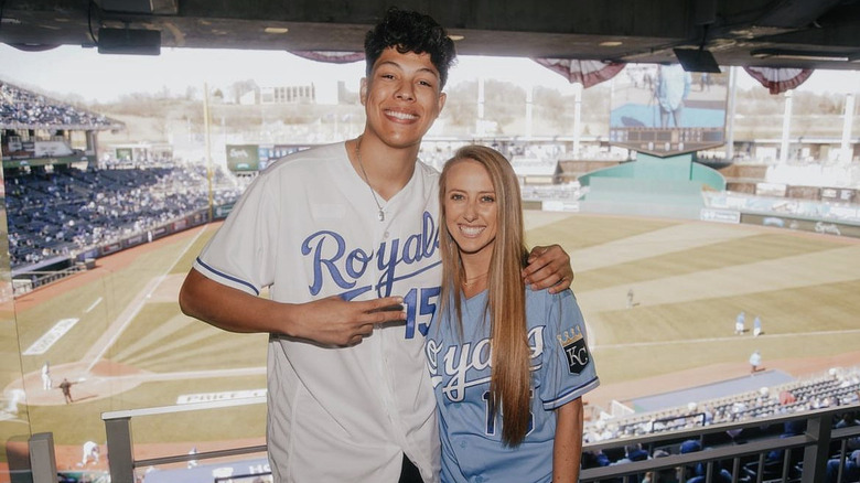 Brittany Mahomes posing with Jackson