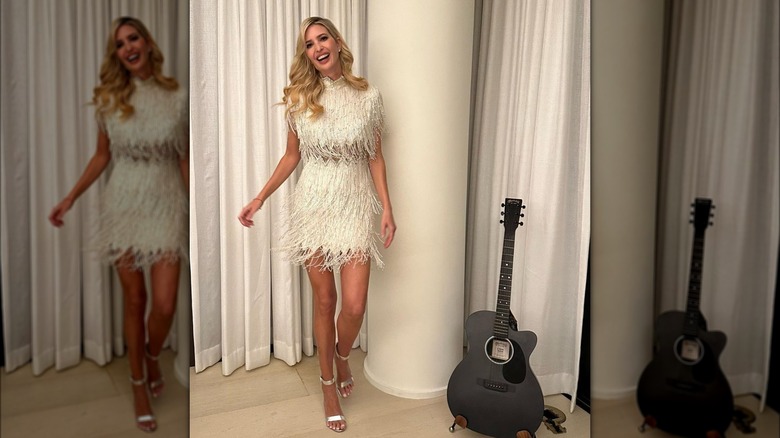 Ivanka Trump wearing white fringe dress