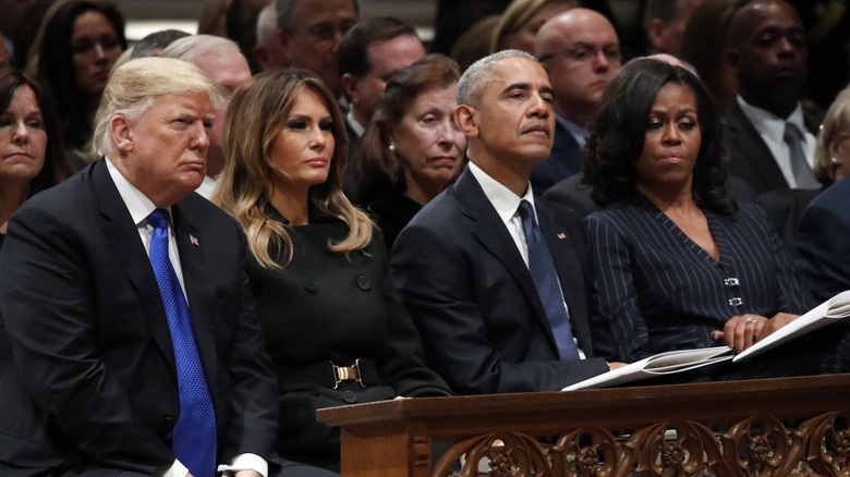 Donald and Melania Trump and Michelle and Barack Obama