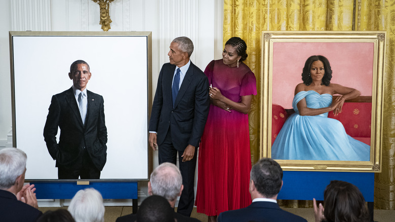 Barack and Michelle Obama unveiling White House portraits 