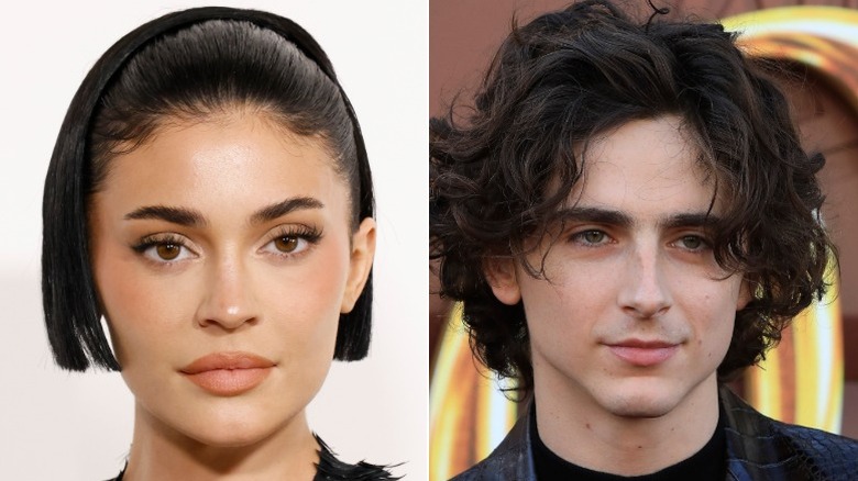 Split image of Kylie Jenner and Timothee Chalamet