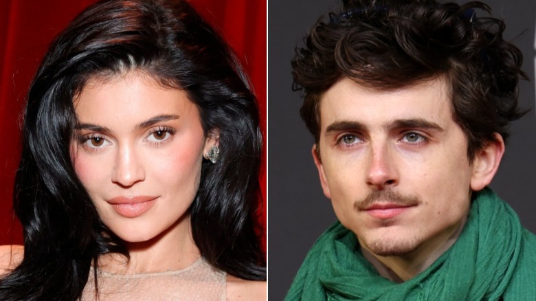 Split image of Kylie Jenner and Timothee Chalamet