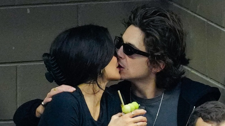 Kylie Jenner and Timothee Chalamet smooch during the US Open (2023)