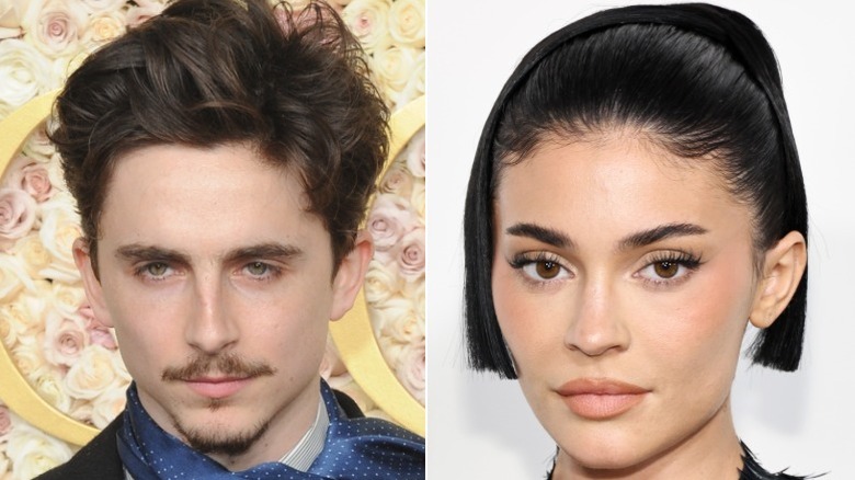 Split image of Timothee Chalamet and Kylie Jenner