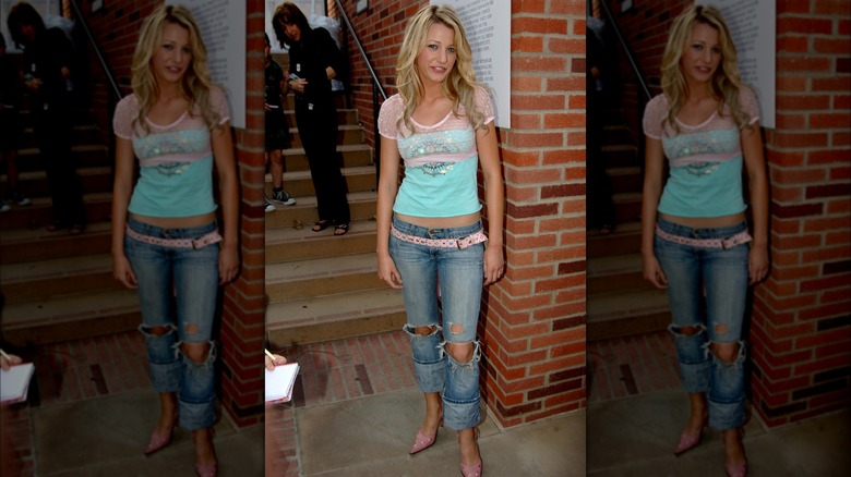 Blake Lively posing in stairwell