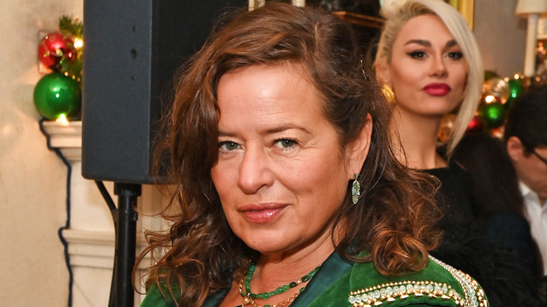 Jade Jagger green dress