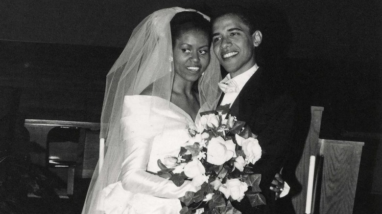 Barack and Michelle Obama on their wedding day