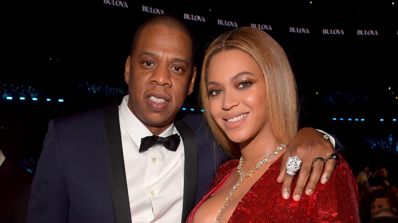 Jay-Z and Beyoncé pose together