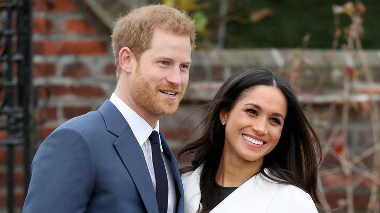 Prince Harry and Meghan Markle pose for engagement photos