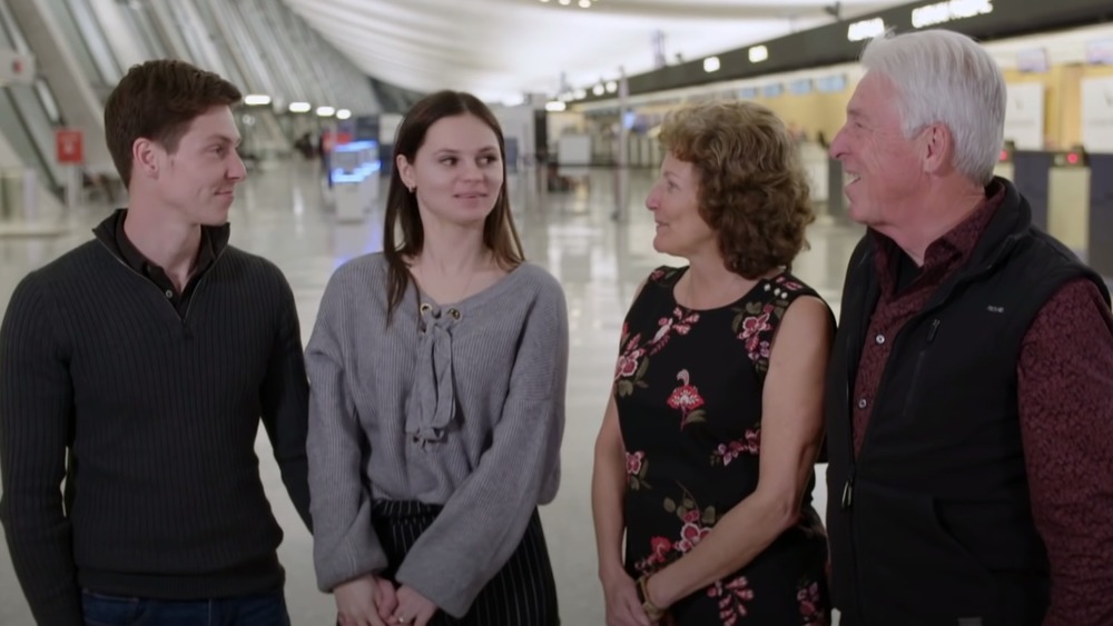 Brandon Gibbs, his parents, and Julia Trubkina at the airport