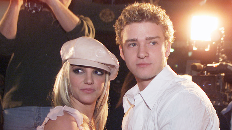 Britney Spears posing with Justin Timberlake