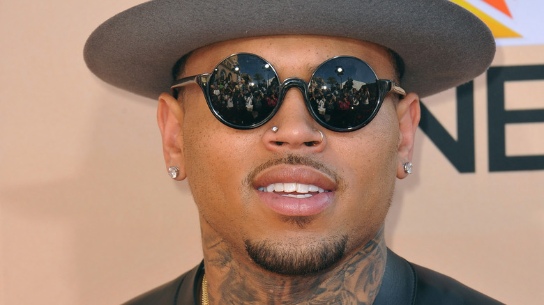 Chris Brown with sunglasses on