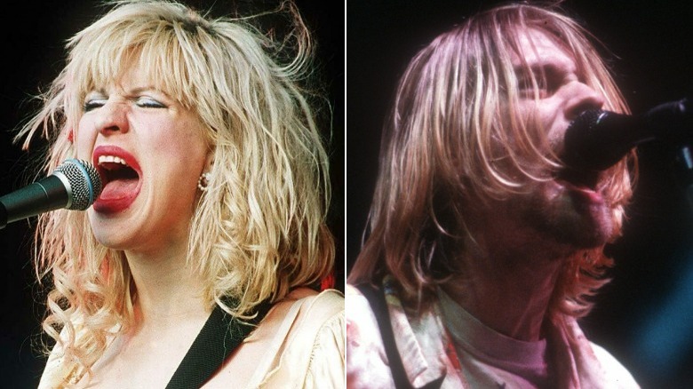 Courtney Love performing, Kurt Cobain performing,