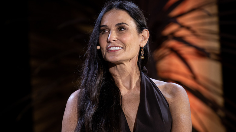 Demi Moore speaking at event