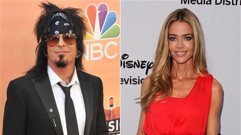 Nikki Sixx and Denise Richards side by side, smiling