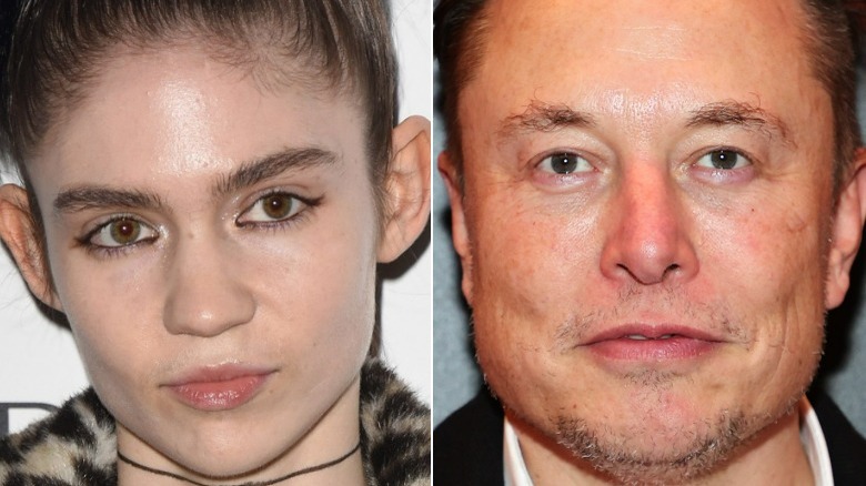 Grimes hair up, Elon Musk at event