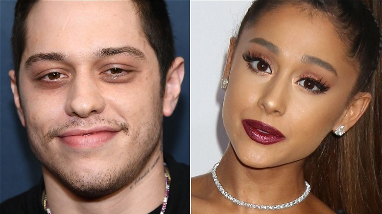 A split image of Pete Davidson and Ariana Grande