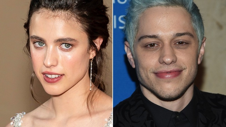 A split image of Margaret Qualley and Pete Davdison