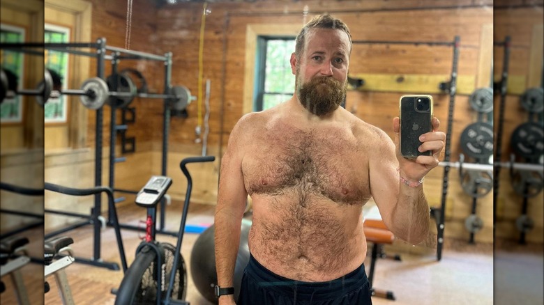 Ben Napier shirtless home gym